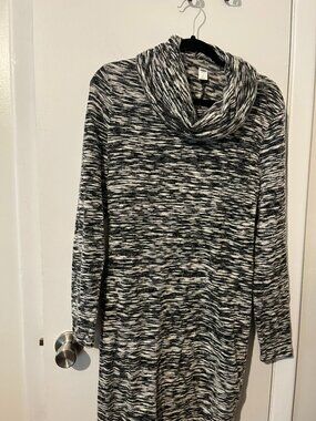 OLD NAVY Gray and White Sweater Dress SZ L